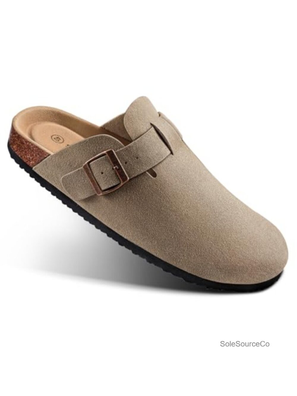 Suede Clogs with Cork Footbed, Arch Support, Memory Foam Cushioned